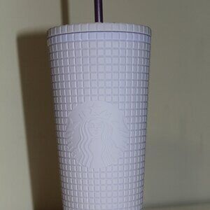2021 Starbucks Matte Lavender Grid Studded 24oz Cold Tumbler